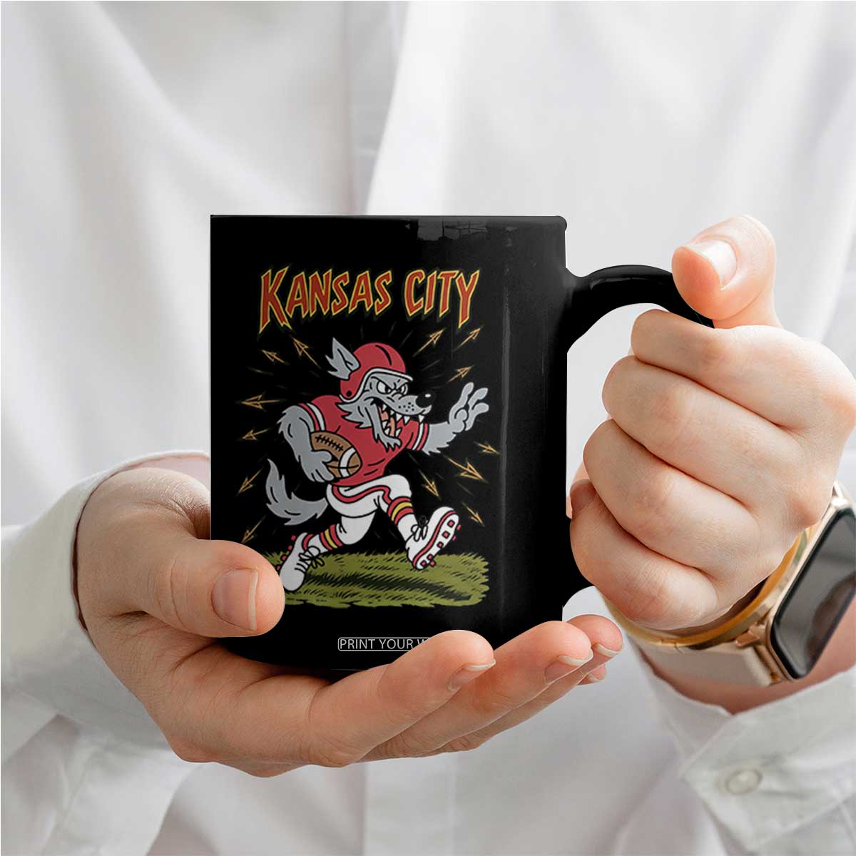 Funny Wolf Football Lover Coffee Mug Sport Humor Gift TS12 Print Your Wear
