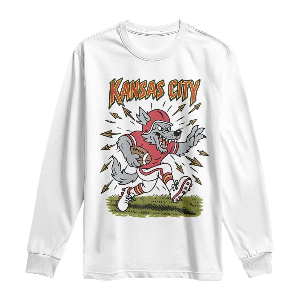 Funny Wolf Football Lover Long Sleeve Shirt Sport Humor Gift TS12 White Print Your Wear