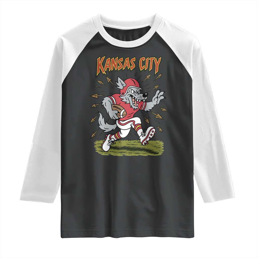 Funny Wolf Football Lover Raglan Shirt Sport Humor Gift TS12 Black White Print Your Wear