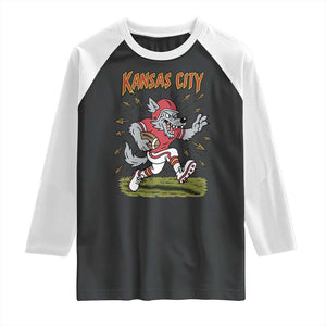 Funny Wolf Football Lover Raglan Shirt Sport Humor Gift TS12 Black White Print Your Wear
