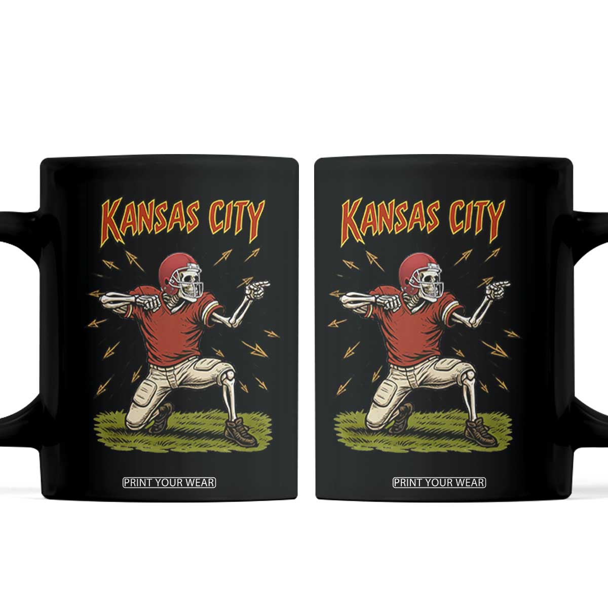Skeleton Football Lover Coffee Mug Touchdown Game Day Lifestyle TS12 Black Print Your Wear