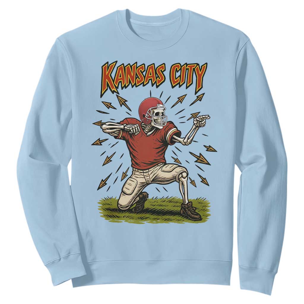 Skeleton Football Lover Sweatshirt Touchdown Game Day Lifestyle TS12 Light Blue Print Your Wear