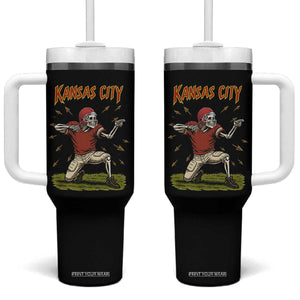 Skeleton Football Lover Tumbler With Handle Touchdown Game Day Lifestyle TS12 One Size: 40 oz Black Print Your Wear