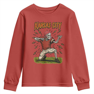Skeleton Football Lover Youth Sweatshirt Touchdown Game Day Lifestyle TS12 Red Print Your Wear