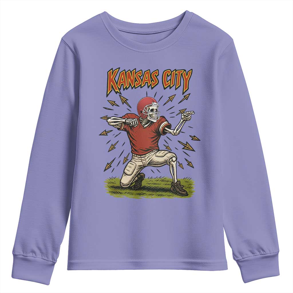 Skeleton Football Lover Youth Sweatshirt Touchdown Game Day Lifestyle TS12 Violet Print Your Wear