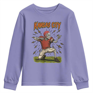 Skeleton Football Lover Youth Sweatshirt Touchdown Game Day Lifestyle TS12 Violet Print Your Wear