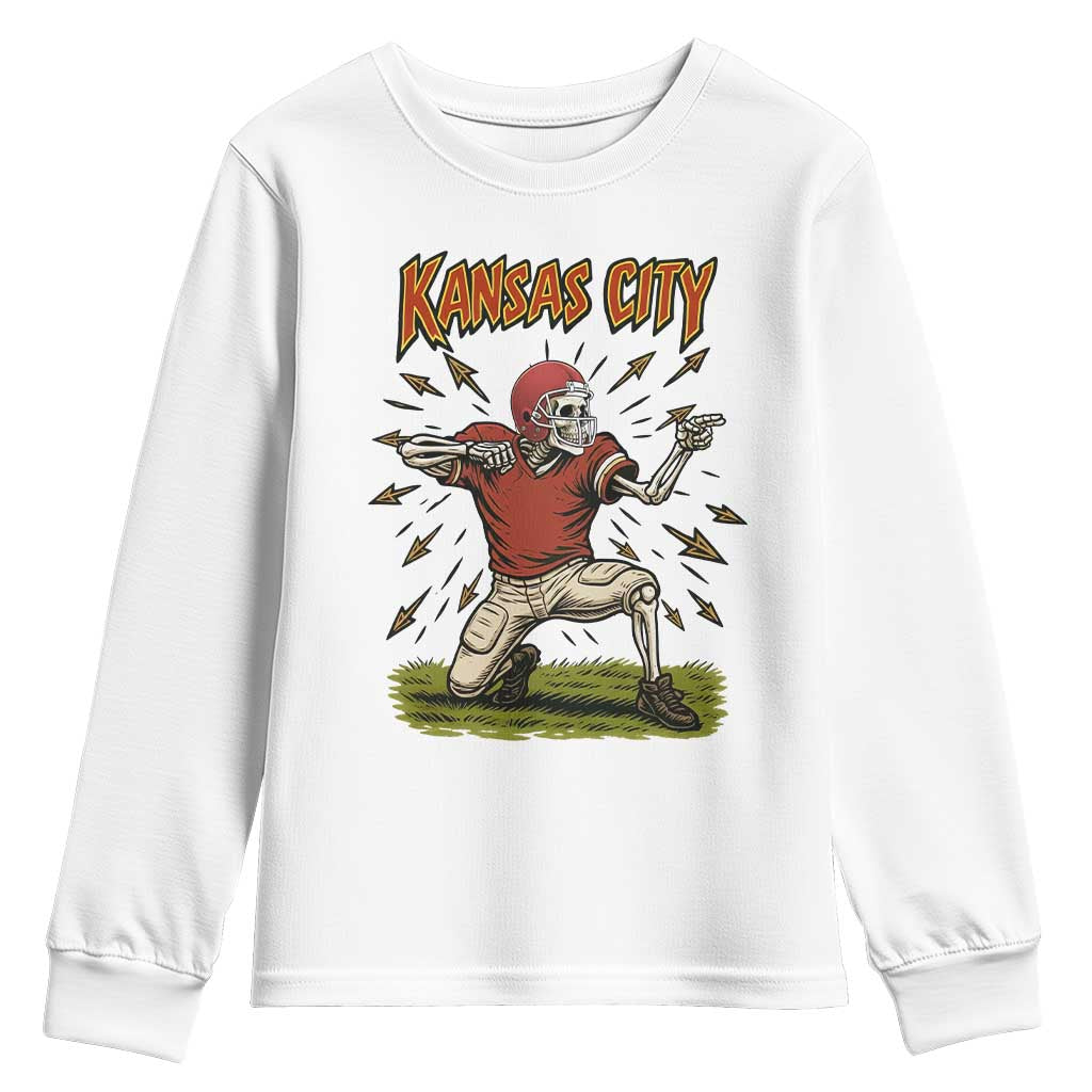 Skeleton Football Lover Youth Sweatshirt Touchdown Game Day Lifestyle TS12 White Print Your Wear