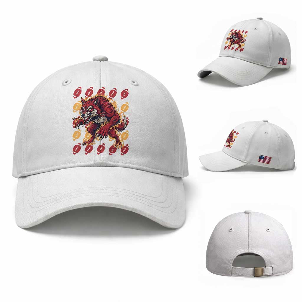 Wolf Football Lover Baseball Cap Game Day Fan Lifestyle TS12 Baseball Cap Universal Fit White Print Your Wear