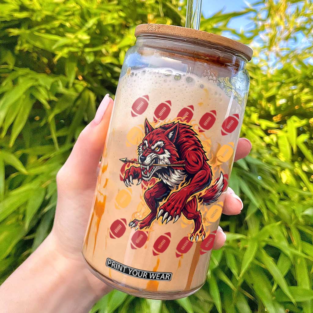 Wolf Football Lover Glass Can Game Day Fan Lifestyle TS12 White Print Your Wear