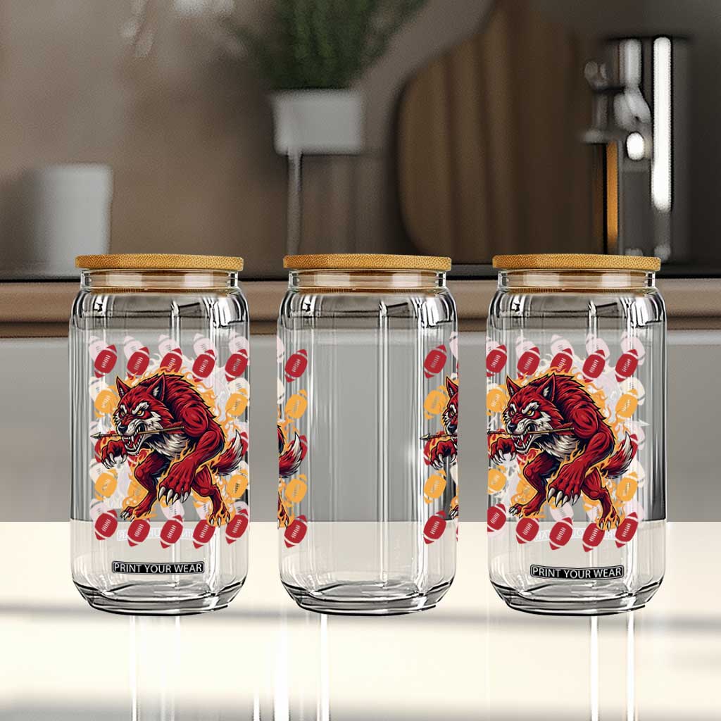 Wolf Football Lover Glass Can Game Day Fan Lifestyle TS12 Print Your Wear