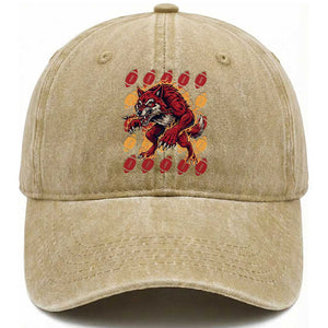 Wolf Football Lover Washed Cotton Baseball Cap Game Day Fan Lifestyle TS12 Print Your Wear