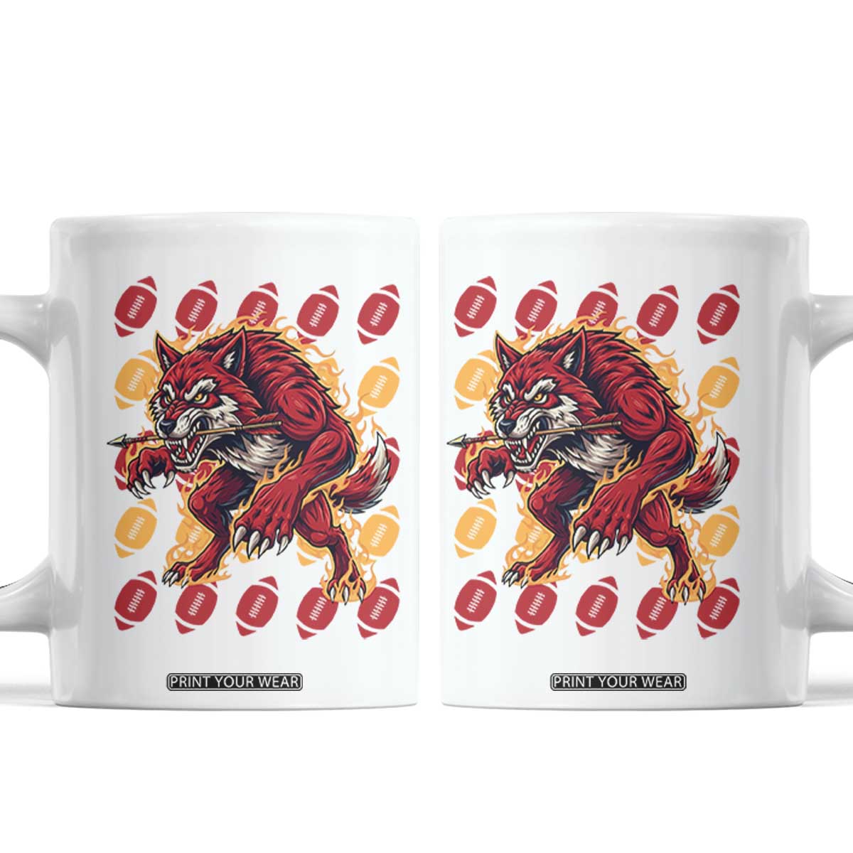 Wolf Football Lover Coffee Mug Game Day Fan Lifestyle TS12 White Print Your Wear