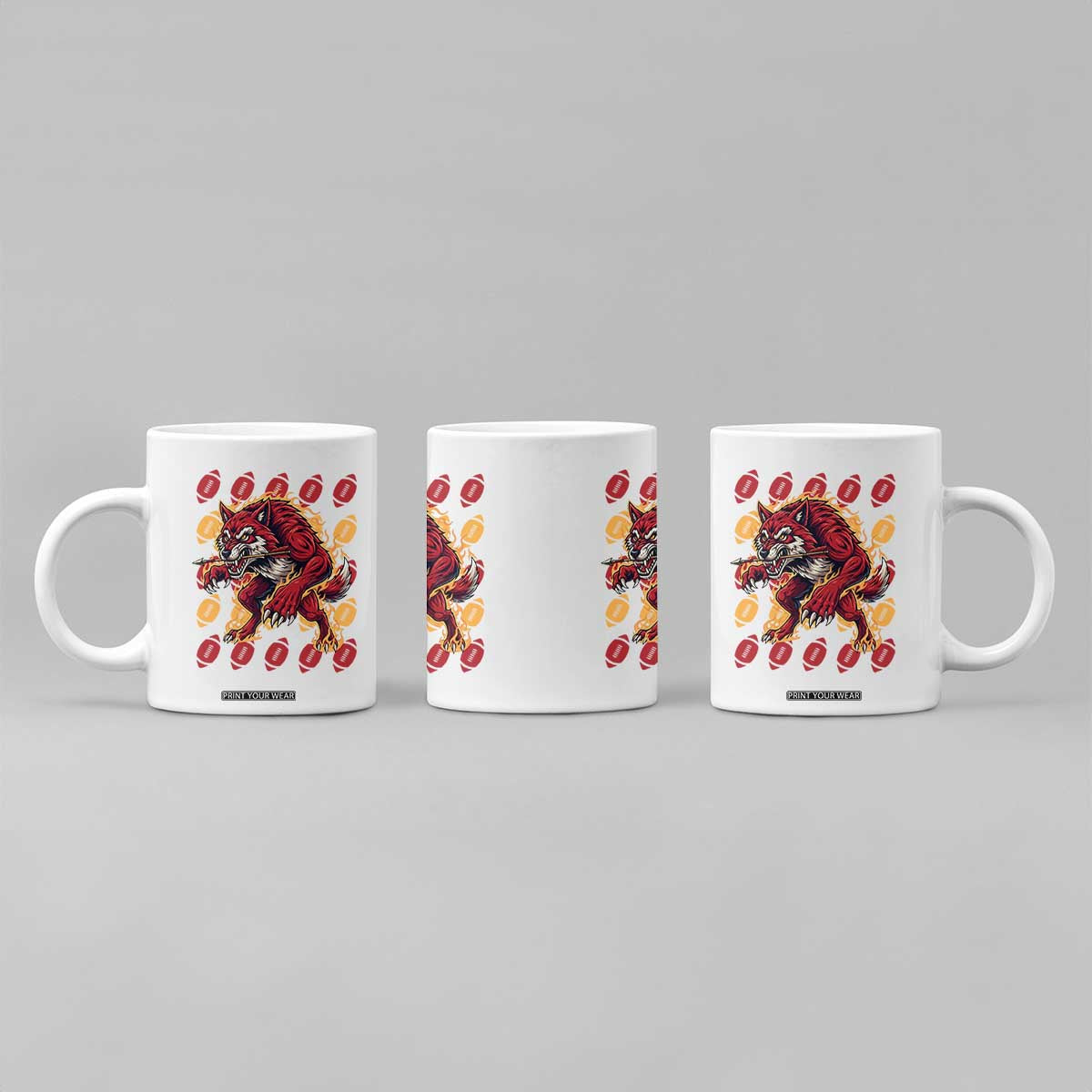 Wolf Football Lover Coffee Mug Game Day Fan Lifestyle TS12 Print Your Wear