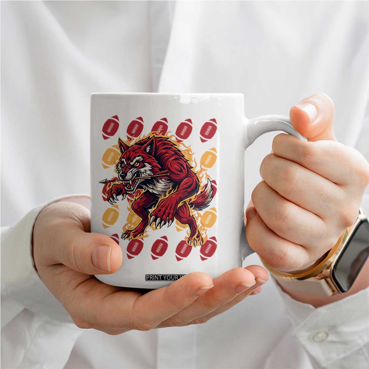 Wolf Football Lover Coffee Mug Game Day Fan Lifestyle TS12 Print Your Wear
