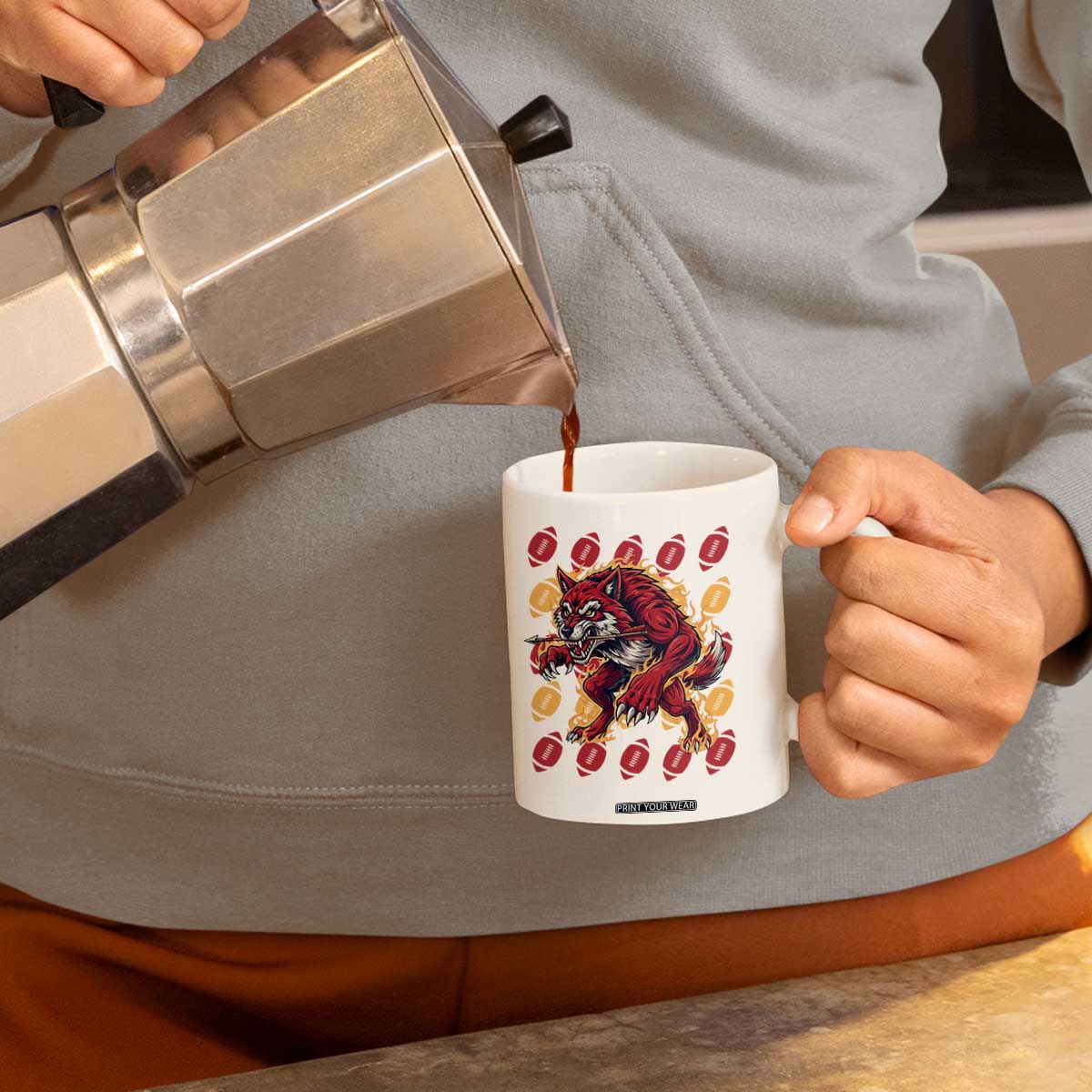 Wolf Football Lover Coffee Mug Game Day Fan Lifestyle TS12 Print Your Wear