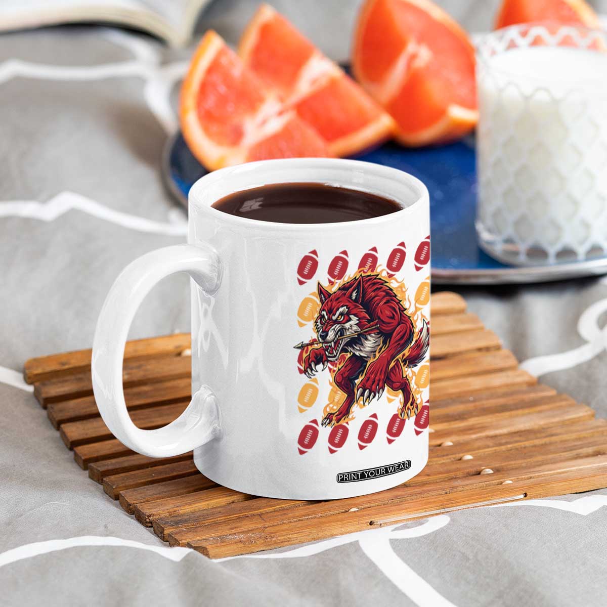 Wolf Football Lover Coffee Mug Game Day Fan Lifestyle TS12 Print Your Wear