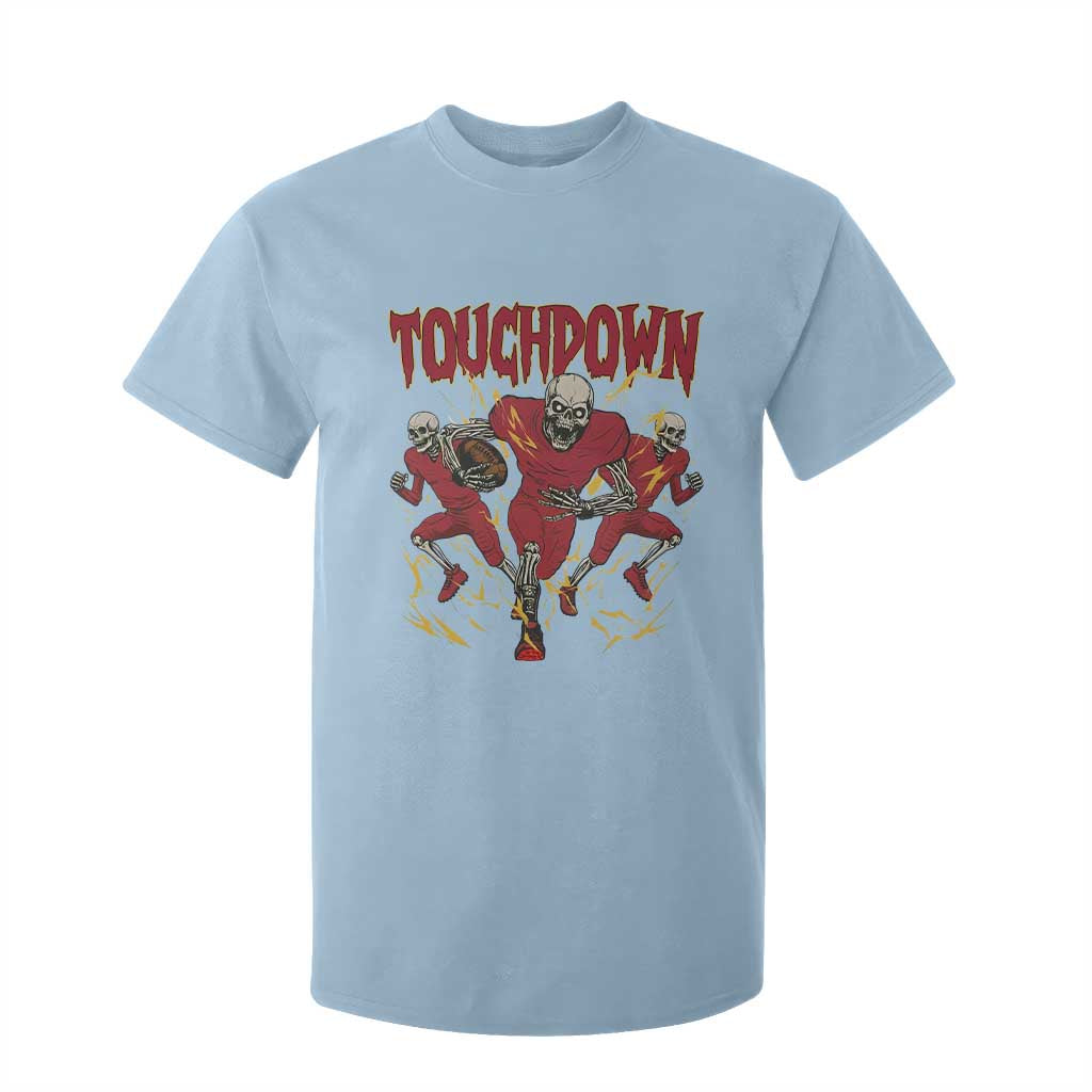 Skeleton Game Day T Shirt For Kid Touchdown Football Fan Gift TS12 Light Blue Print Your Wear
