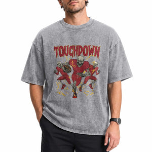 Skeleton Game Day Washed Cotton T-Shirt Touchdown Football Fan Gift