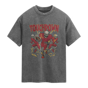 Skeleton Game Day Washed Cotton T-Shirt Touchdown Football Fan Gift