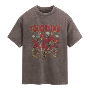 Skeleton Game Day Washed Cotton T-Shirt Touchdown Football Fan Gift