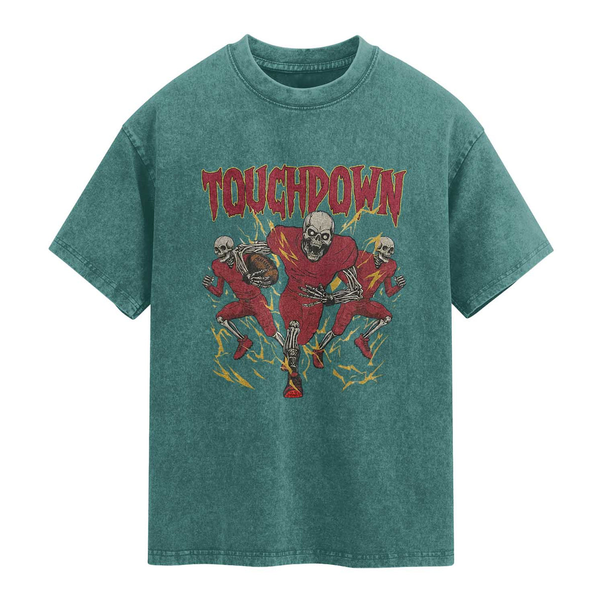 Skeleton Game Day Washed Cotton T-Shirt Touchdown Football Fan Gift