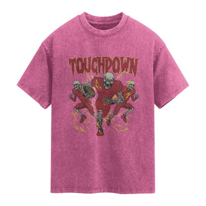 Skeleton Game Day Washed Cotton T-Shirt Touchdown Football Fan Gift
