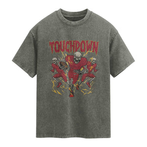 Skeleton Game Day Washed Cotton T-Shirt Touchdown Football Fan Gift