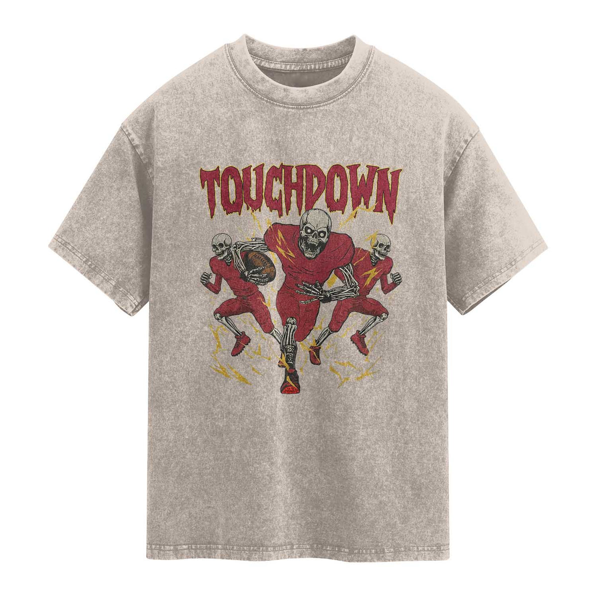 Skeleton Game Day Washed Cotton T-Shirt Touchdown Football Fan Gift