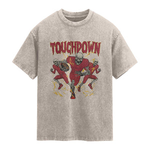 Skeleton Game Day Washed Cotton T-Shirt Touchdown Football Fan Gift