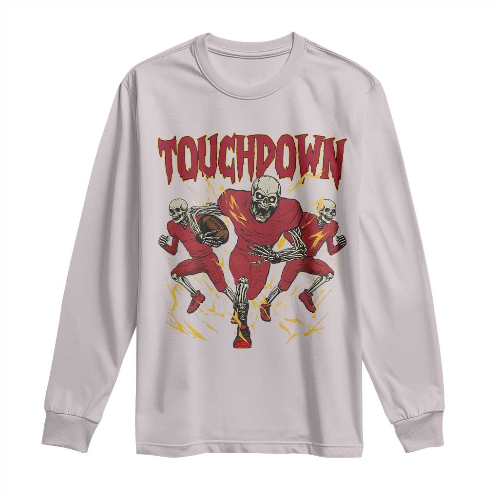 Skeleton Game Day Long Sleeve Shirt Touchdown Football Fan Gift TS12 Ice Gray Print Your Wear