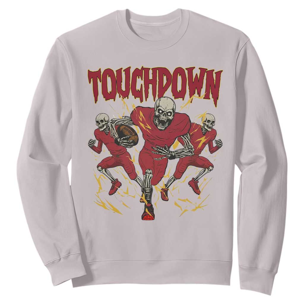 Skeleton Game Day Sweatshirt Touchdown Football Fan Gift TS12 Ice Gray Print Your Wear