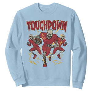 Skeleton Game Day Sweatshirt Touchdown Football Fan Gift TS12 Light Blue Print Your Wear