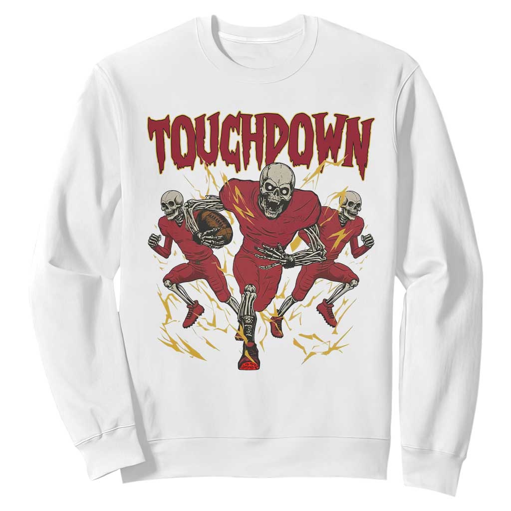 Skeleton Game Day Sweatshirt Touchdown Football Fan Gift TS12 White Print Your Wear
