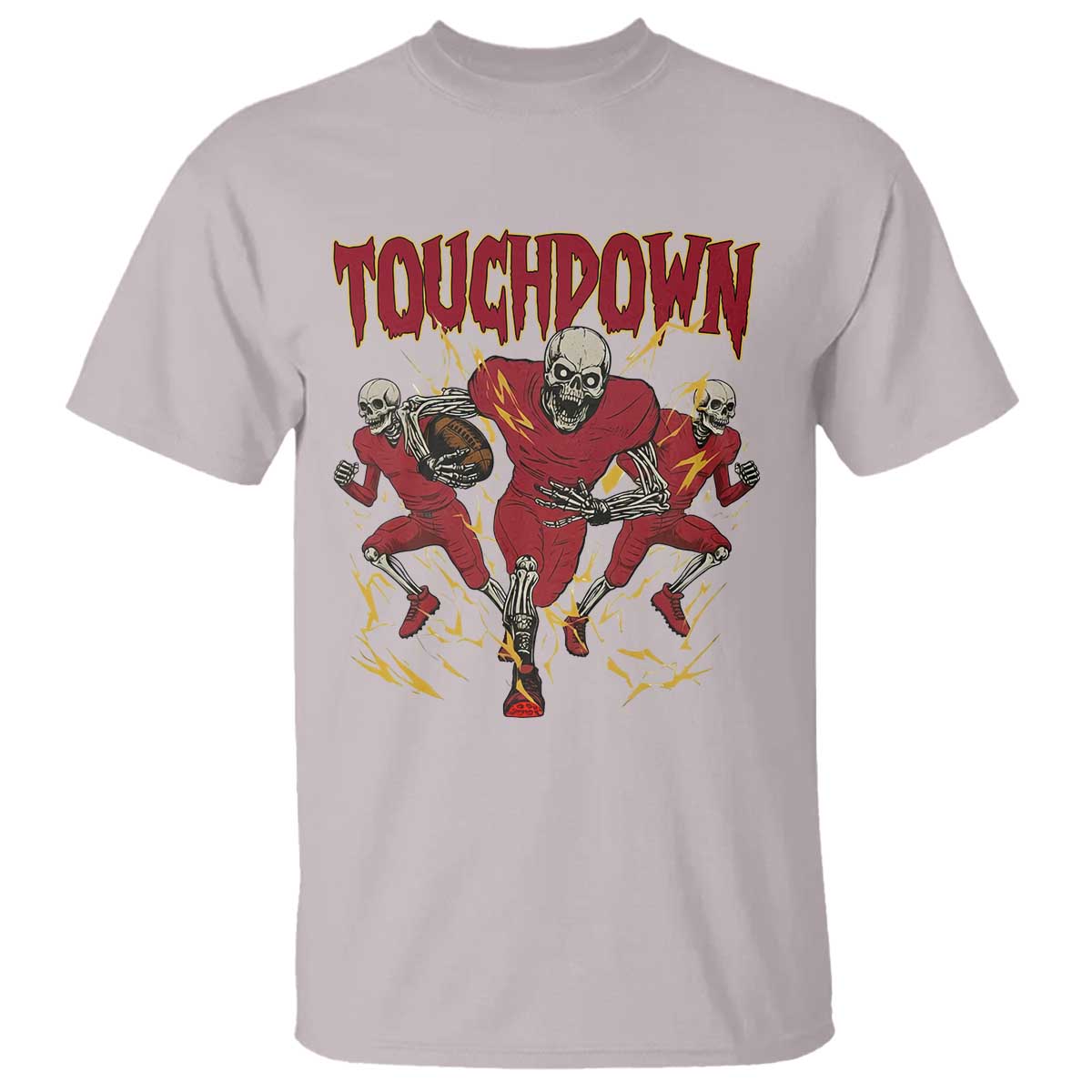 Skeleton Game Day T Shirt Touchdown Football Fan Gift TS12 Ice Gray Print Your Wear