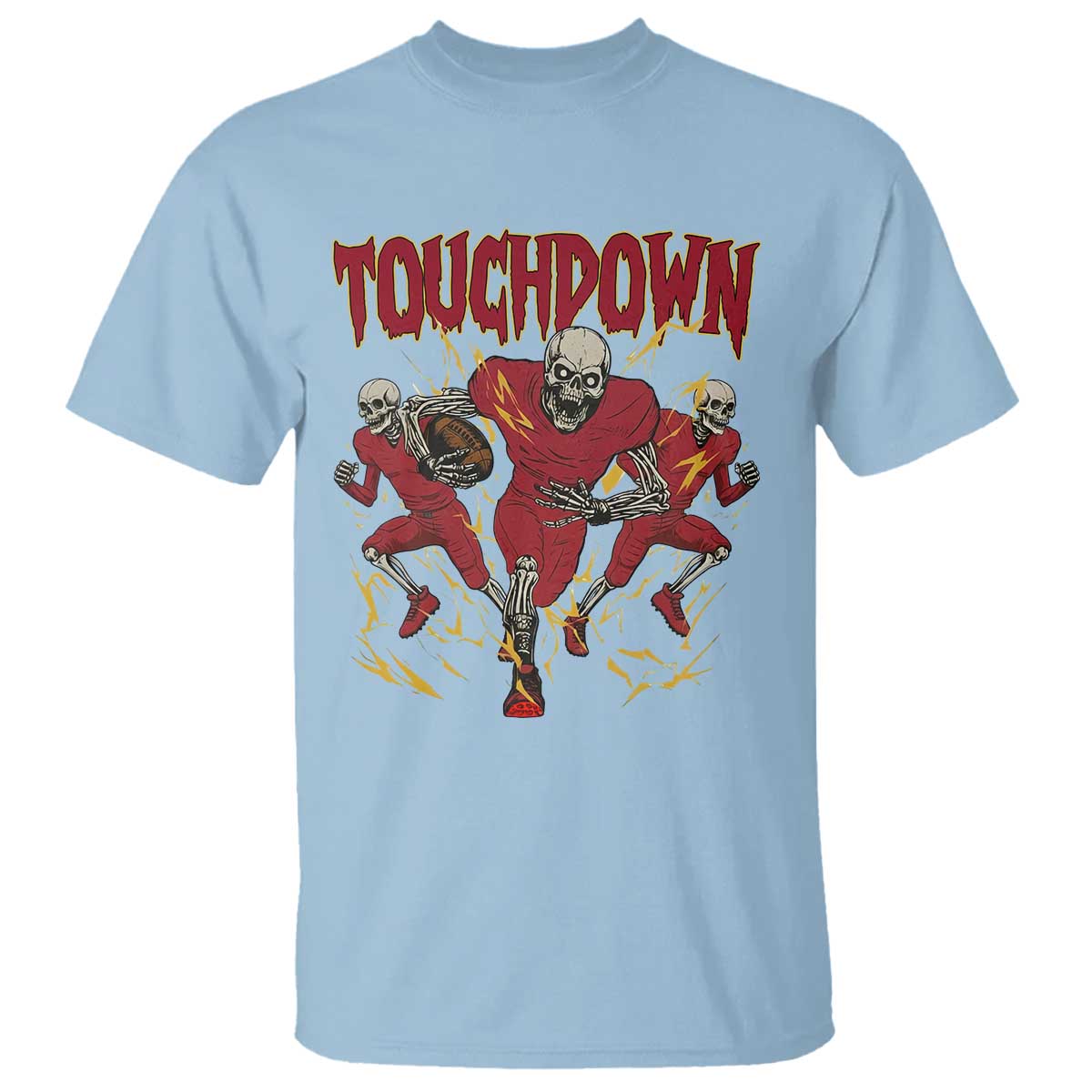 Skeleton Game Day T Shirt Touchdown Football Fan Gift TS12 Light Blue Print Your Wear