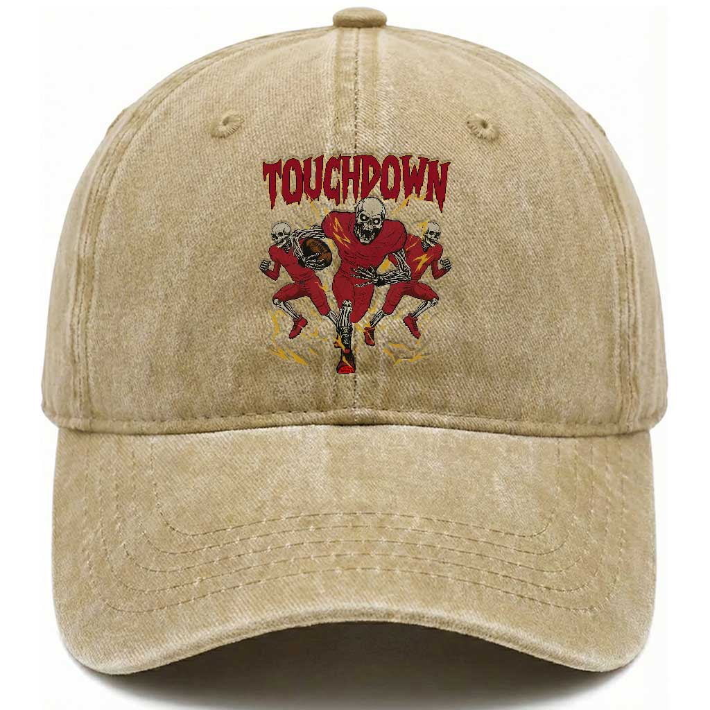 Skeleton Game Day Washed Cotton Baseball Cap Touchdown Football Fan Gift TS12 Print Your Wear