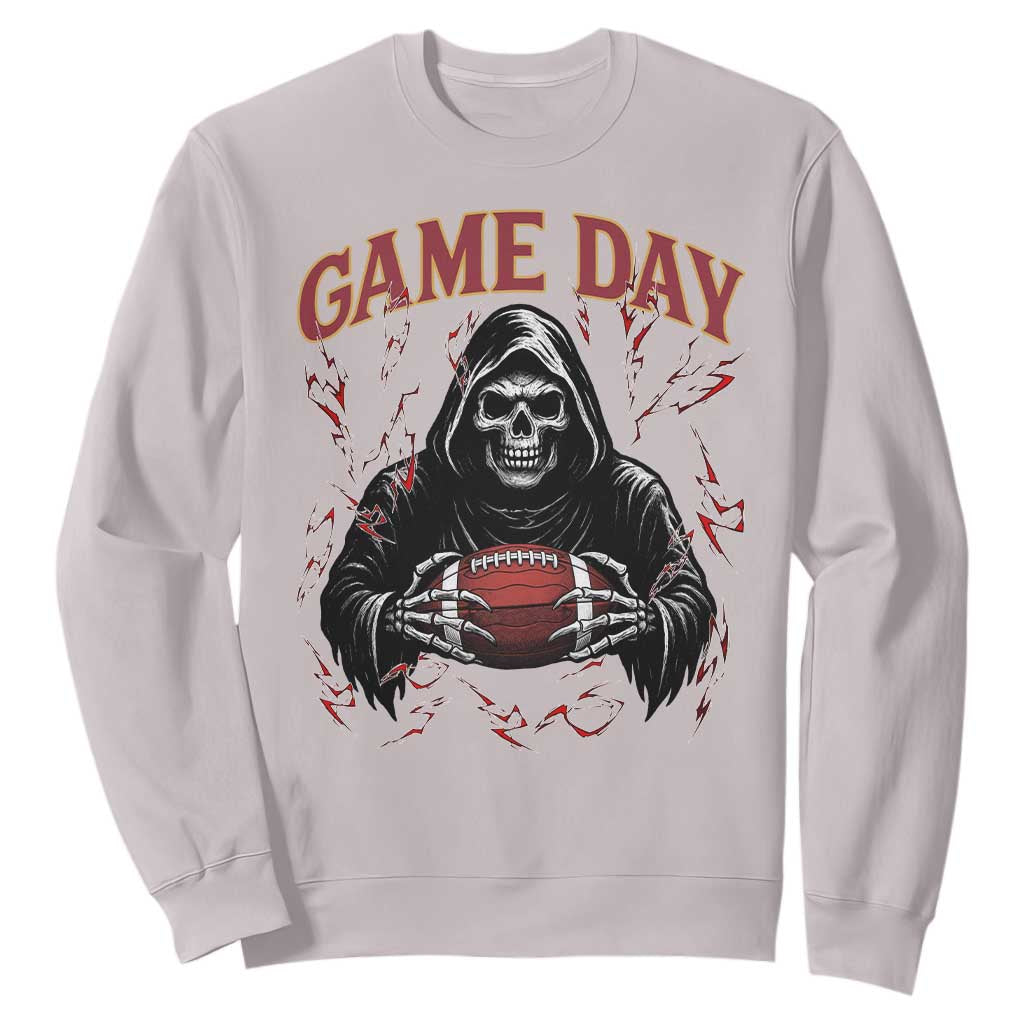 Funny Grim Reaper Dark Football Sweatshirt Game Day Fan Lifestyle TS12 Ice Gray Print Your Wear