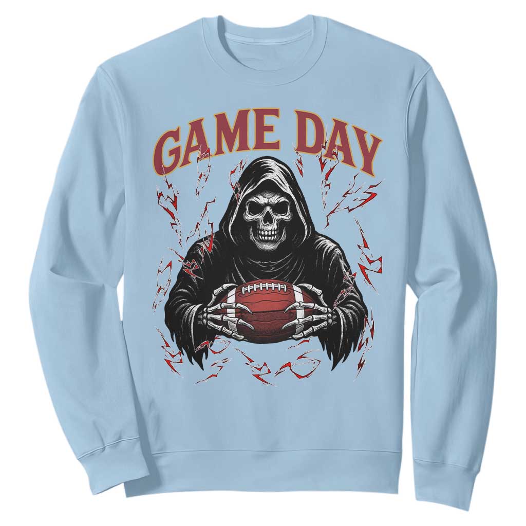 Funny Grim Reaper Dark Football Sweatshirt Game Day Fan Lifestyle TS12 Light Blue Print Your Wear