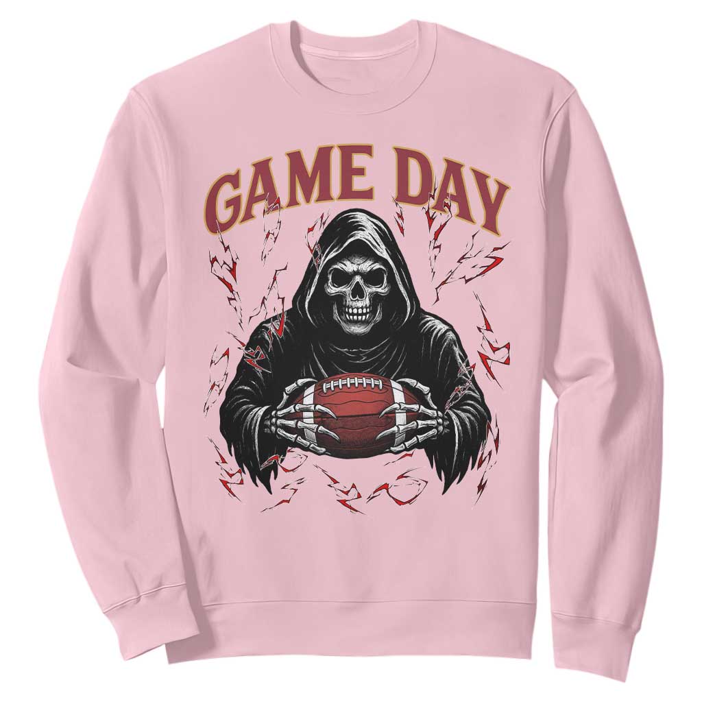 Funny Grim Reaper Dark Football Sweatshirt Game Day Fan Lifestyle TS12 Light Pink Print Your Wear
