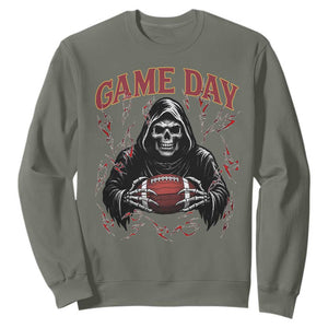 Funny Grim Reaper Dark Football Sweatshirt Game Day Fan Lifestyle TS12 Military Green Print Your Wear