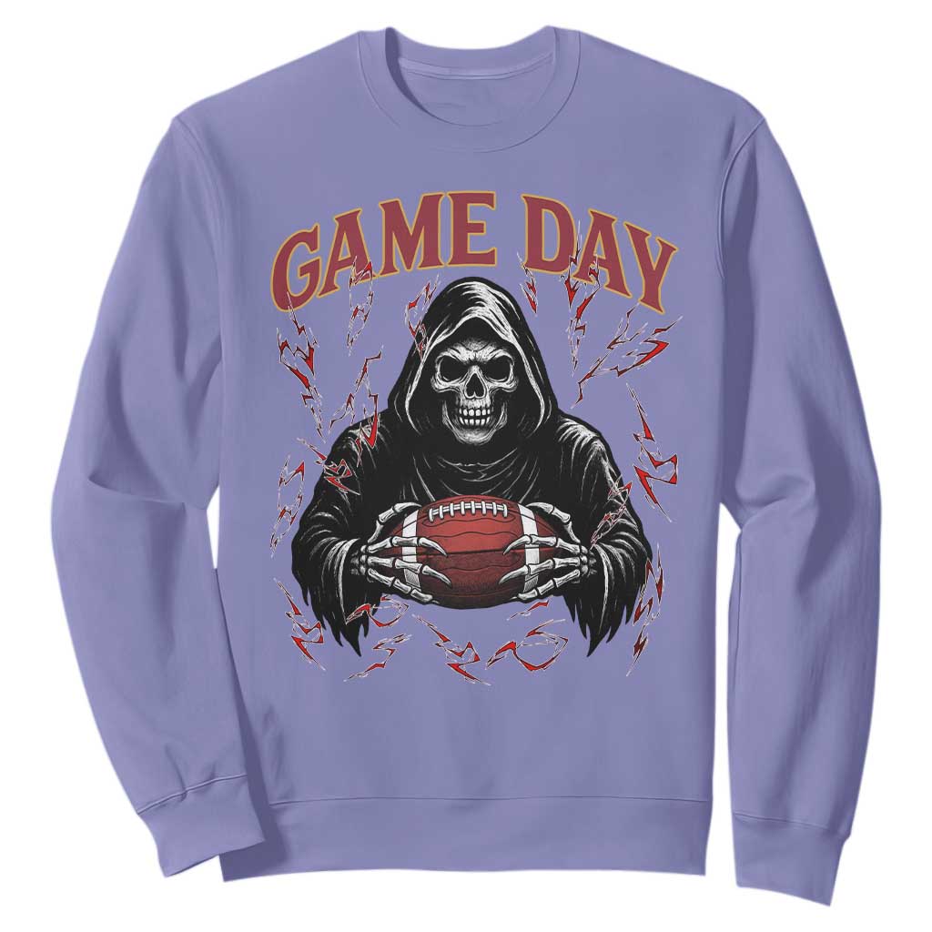 Funny Grim Reaper Dark Football Sweatshirt Game Day Fan Lifestyle TS12 Violet Print Your Wear