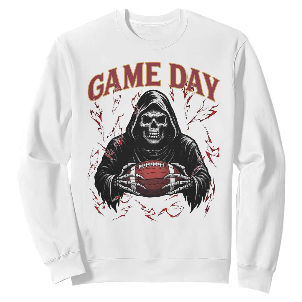 Funny Grim Reaper Dark Football Sweatshirt Game Day Fan Lifestyle TS12 White Print Your Wear