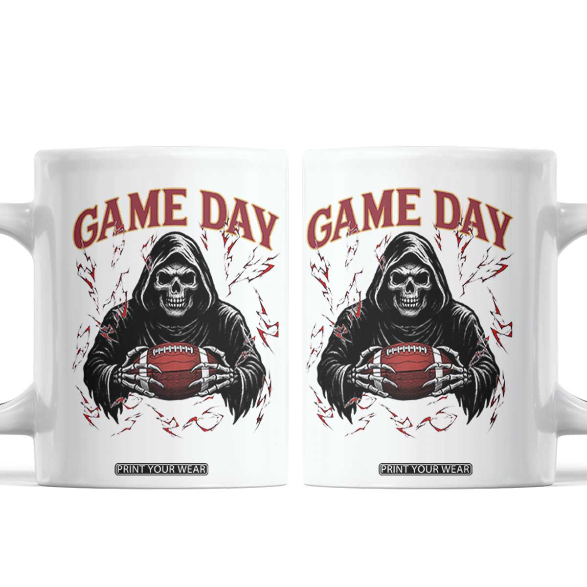 Funny Grim Reaper Dark Football Coffee Mug Game Day Fan Lifestyle TS12 White Print Your Wear
