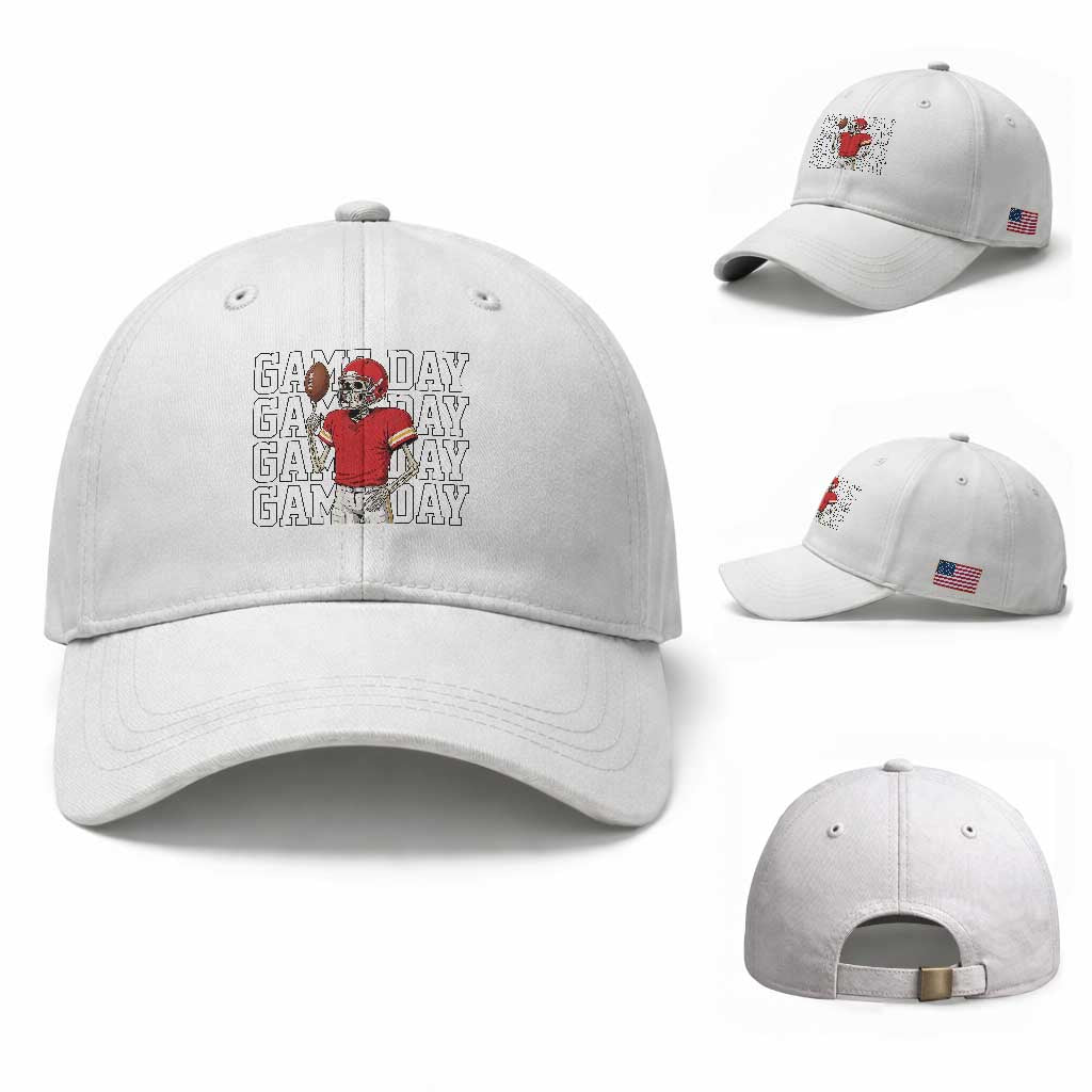 Funny Skeleton Dark Football Baseball Cap Sport Humor Gift TS12 Baseball Cap Universal Fit White Print Your Wear