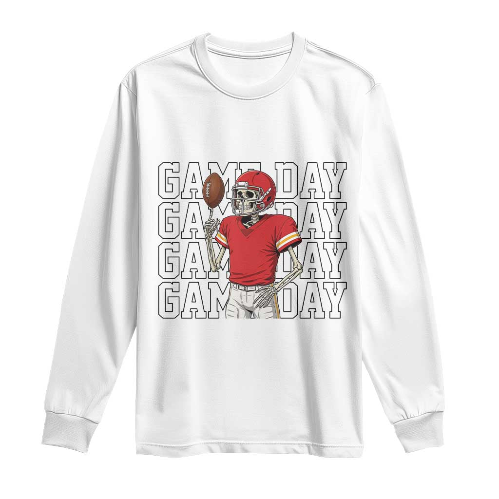 Funny Skeleton Dark Football Long Sleeve Shirt Sport Humor Gift TS12 White Print Your Wear