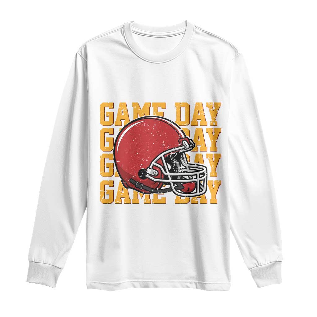 Funny Football Helmet Long Sleeve Shirt Game Day Sport Lover Gift TS12 White Print Your Wear