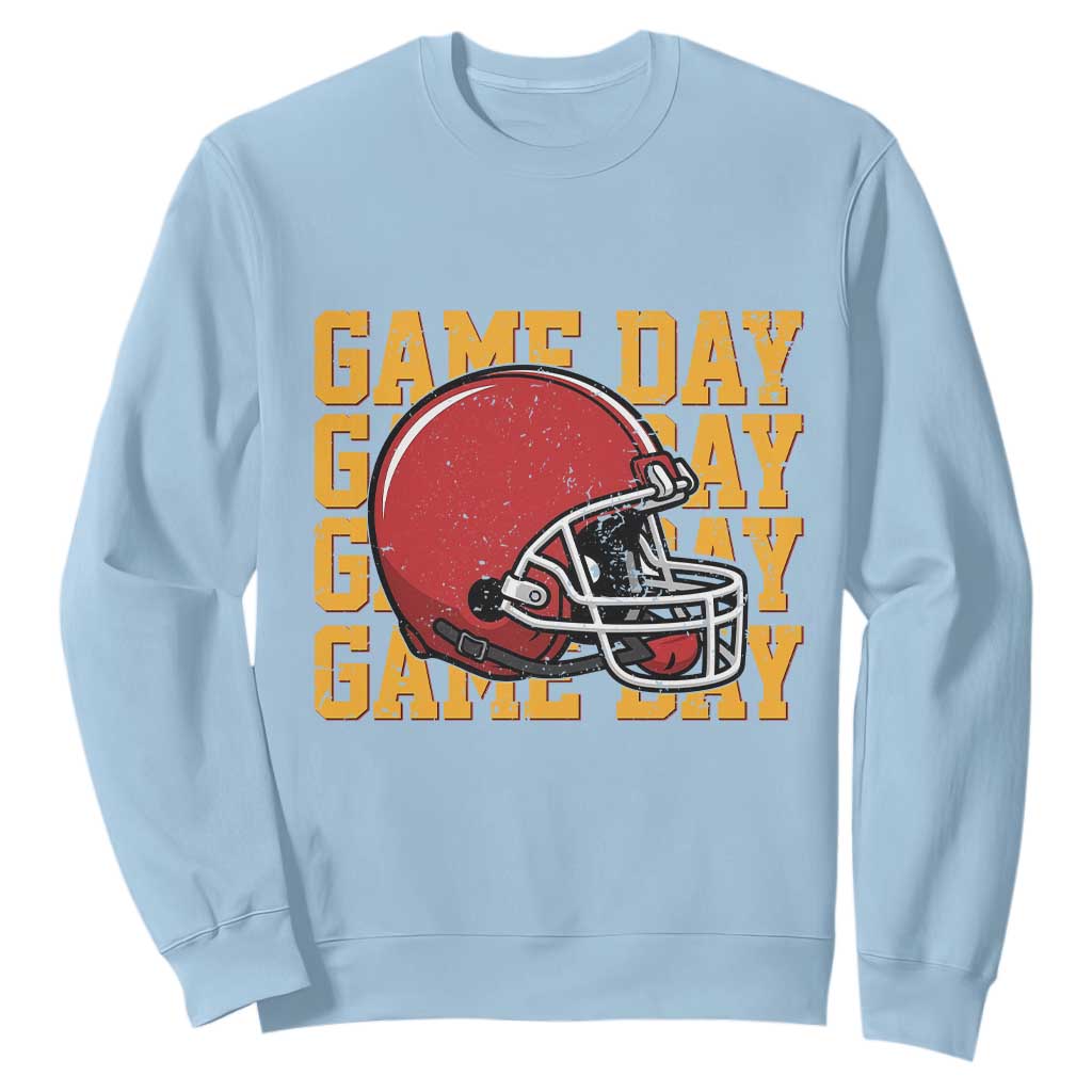 Funny Football Helmet Sweatshirt Game Day Sport Lover Gift TS12 Light Blue Print Your Wear
