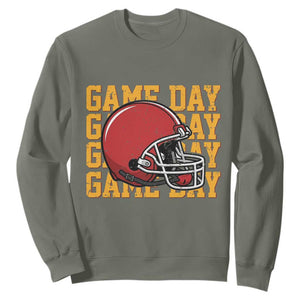 Funny Football Helmet Sweatshirt Game Day Sport Lover Gift TS12 Military Green Print Your Wear