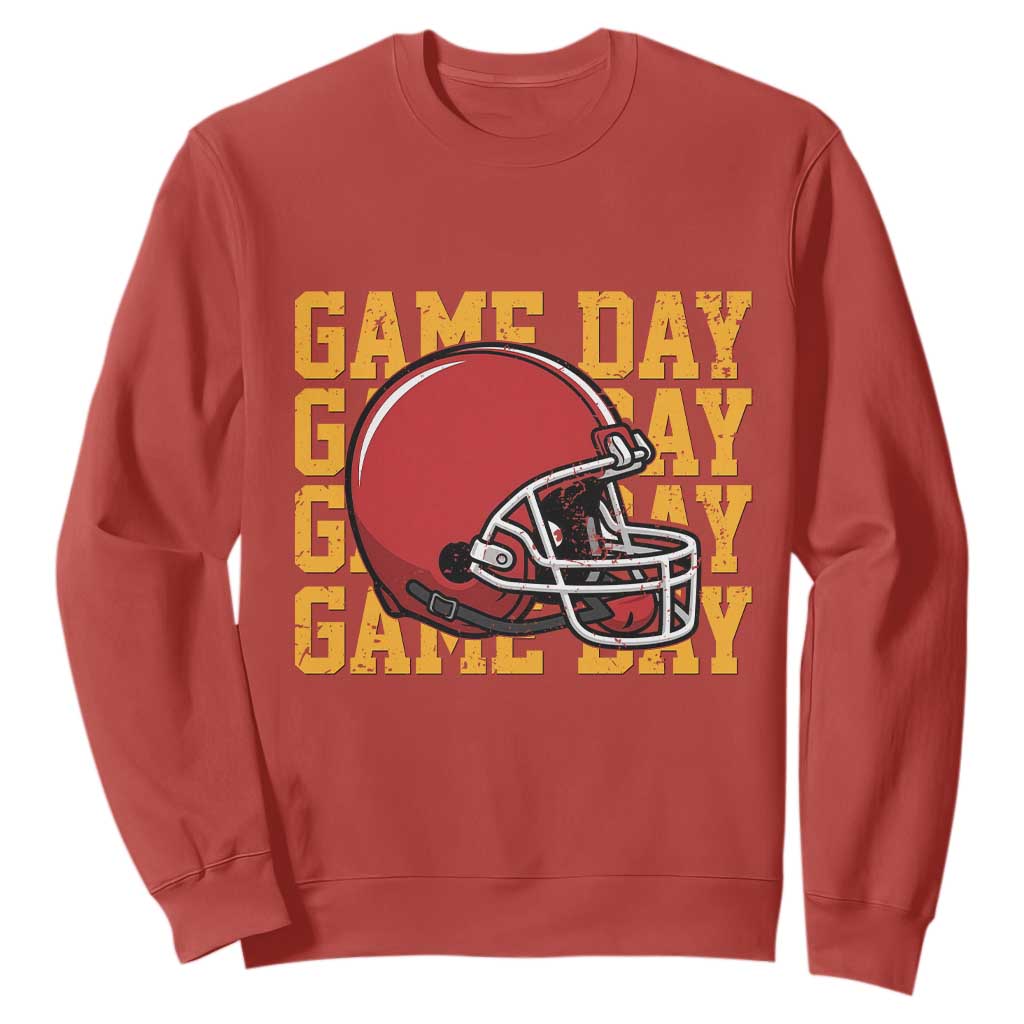 Funny Football Helmet Sweatshirt Game Day Sport Lover Gift TS12 Red Print Your Wear