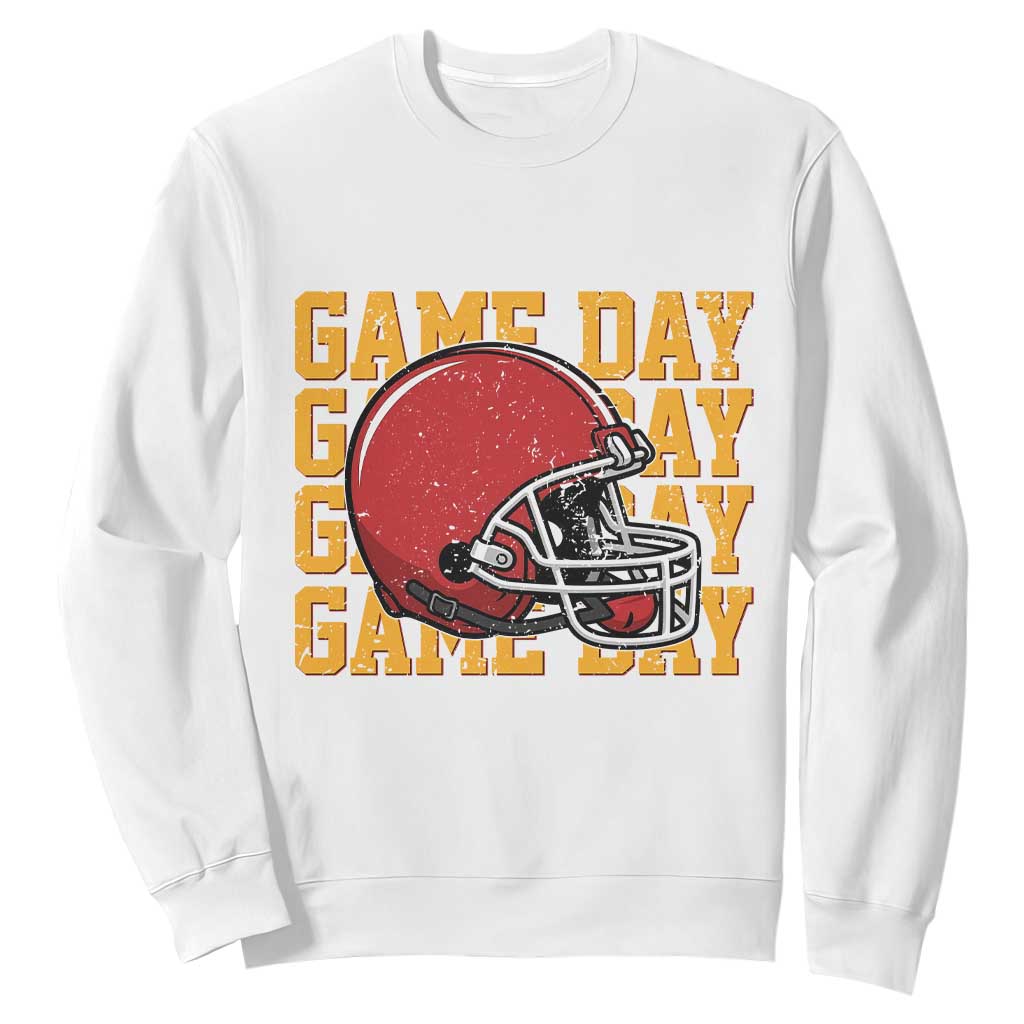 Funny Football Helmet Sweatshirt Game Day Sport Lover Gift TS12 White Print Your Wear